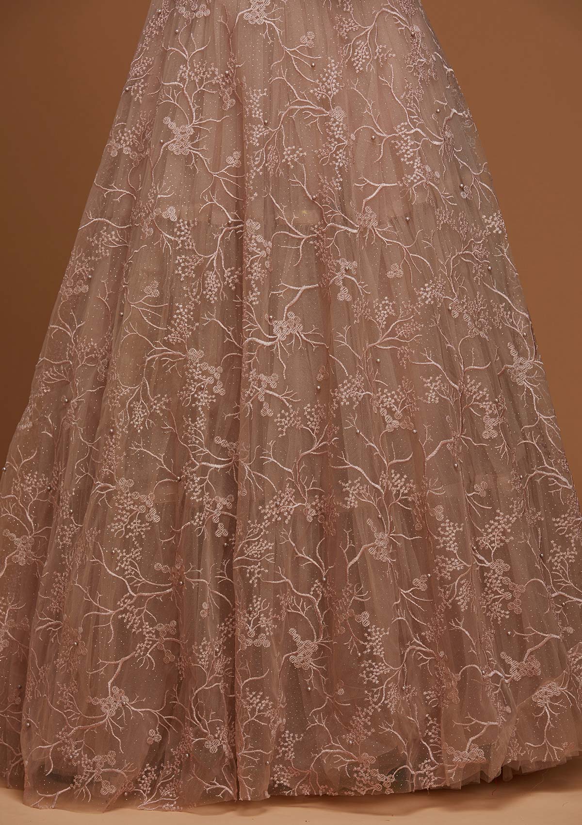 Light Lavender Stone Work Velvet Anarkali Kameez - Image 5